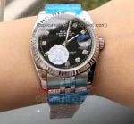 Copy Rolex Datejust 36MM SS Diamond Markers Black Dial Man's Watch